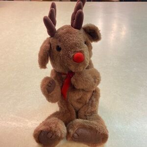 Nicole 12” Vintage Rudolf Reindeer Toy Stuffed Animal Plush Christmas Movable